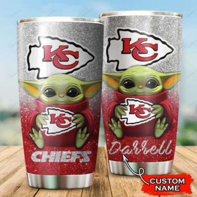 Personalized Baby Yoda Hug Kansas City Chiefs Tumbler