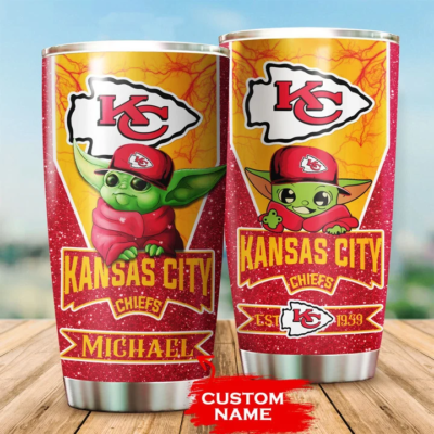 Personalized Kansas City Chiefs Baby Yoda Tumbler