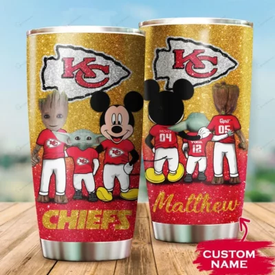 Personalized Kansas City Chiefs Grogu Mickey Groot Tumbler