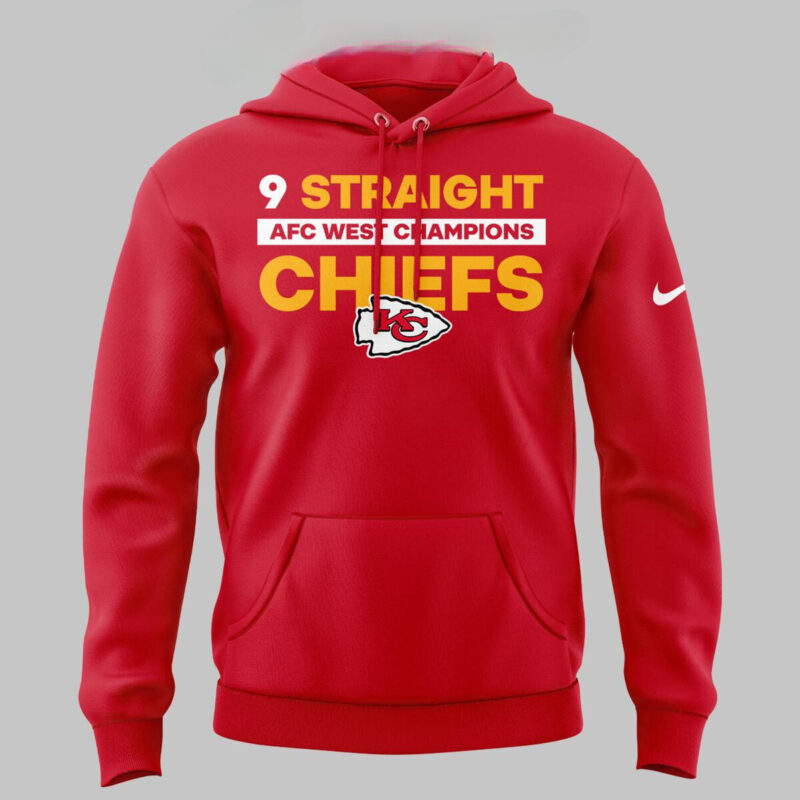 Kansas City Chiefs AFC West Champs Celebrate 9th Time Hoodie front