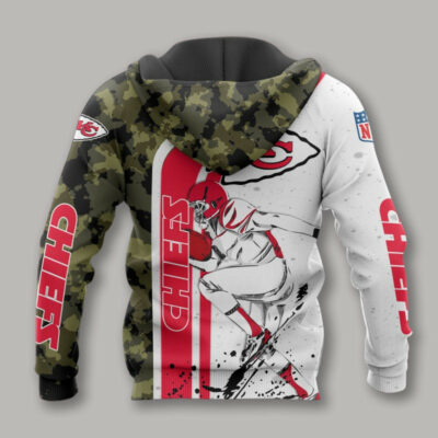 Kansas City Chiefs Camouflage Player 3D Hoodie back