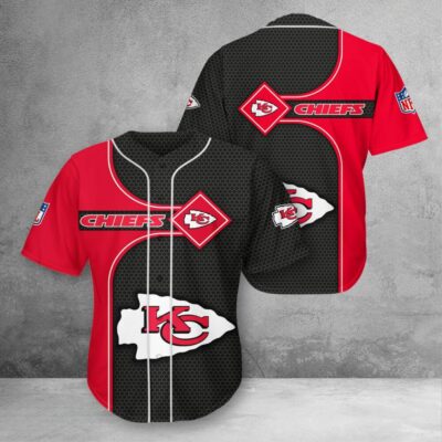 Kansas City Chiefs Diamond Grid 3D Baseball Jersey