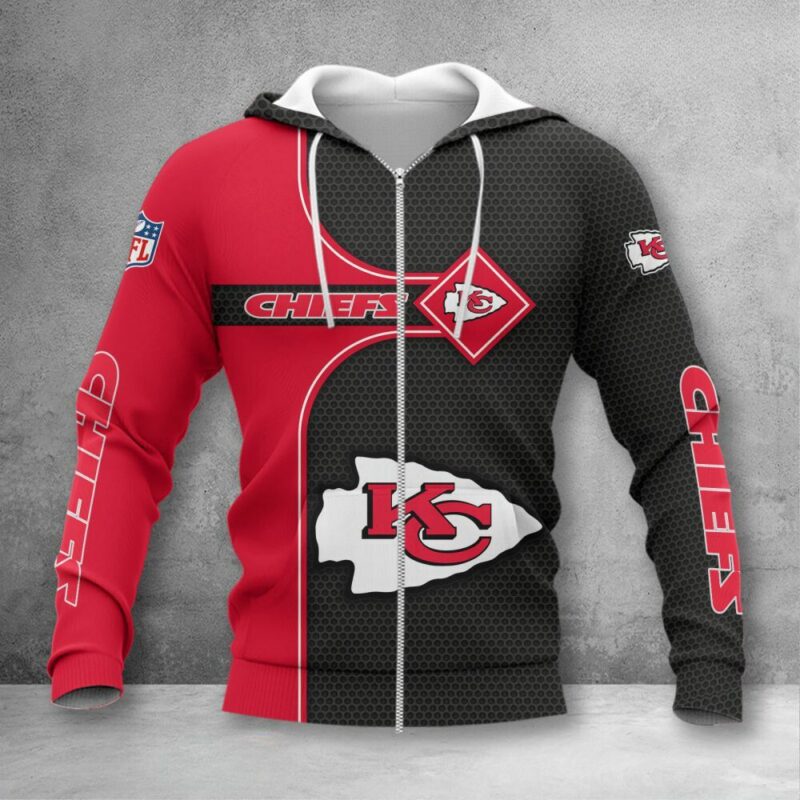 Kansas City Chiefs Diamond Grid 3D Hoodie front