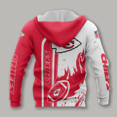 Kansas City Chiefs Flaming Football 3D Hoodie back