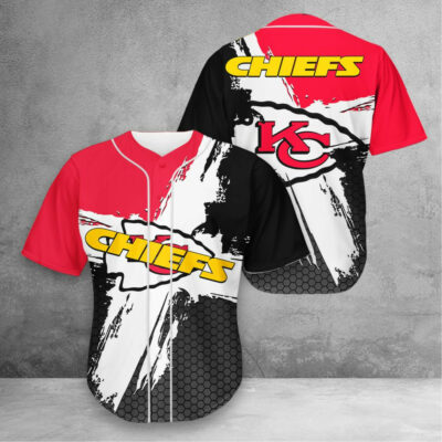 Kansas City Chiefs Hexagon Brushstroke 3D Baseball Jersey