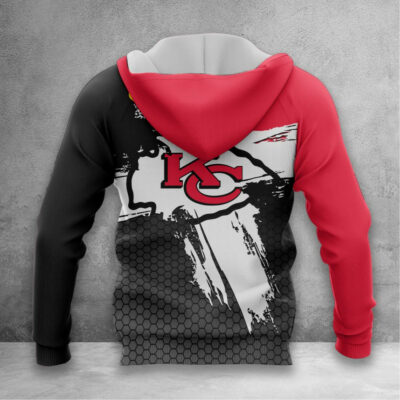 Kansas City Chiefs Hexagon Brushstroke 3D Hoodie Back