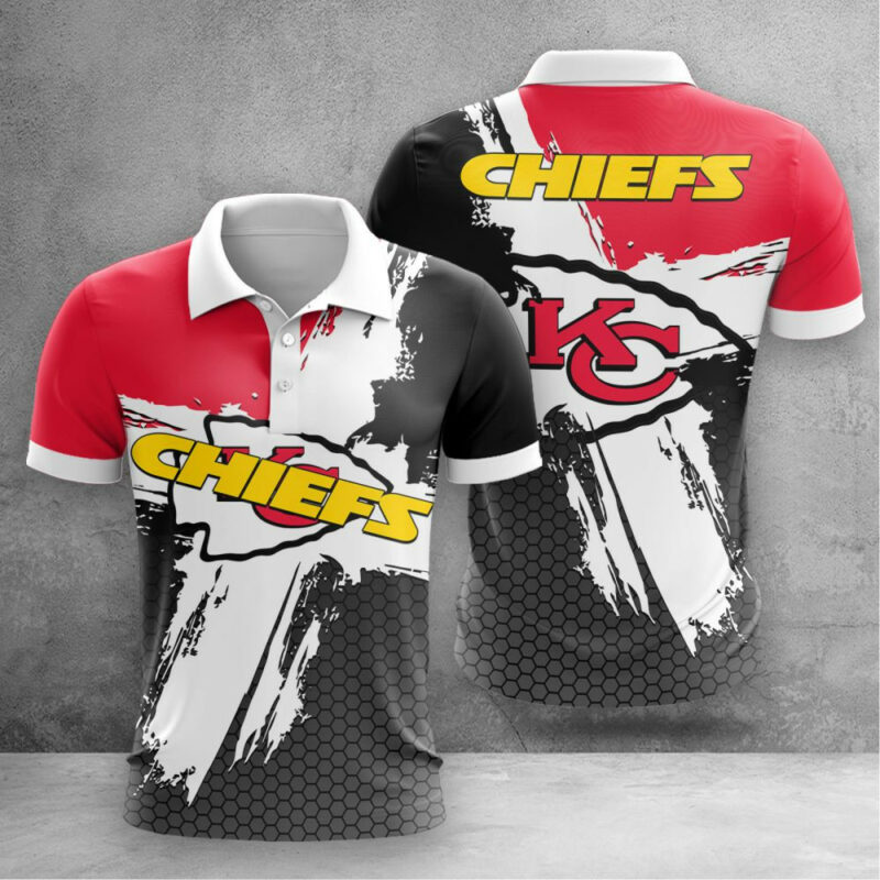 Kansas City Chiefs Hexagon Brushstroke 3D Polo Shirt