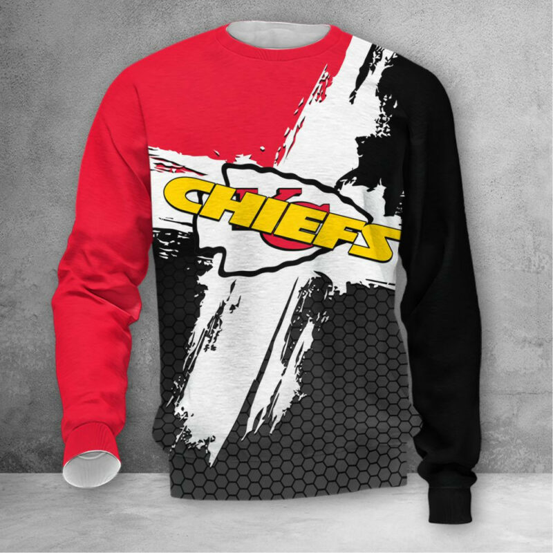 Kansas City Chiefs Hexagon Brushstroke 3D Sweatshirt