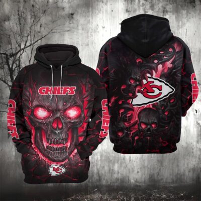 Kansas City Chiefs Lava Skull 3D Hoodie