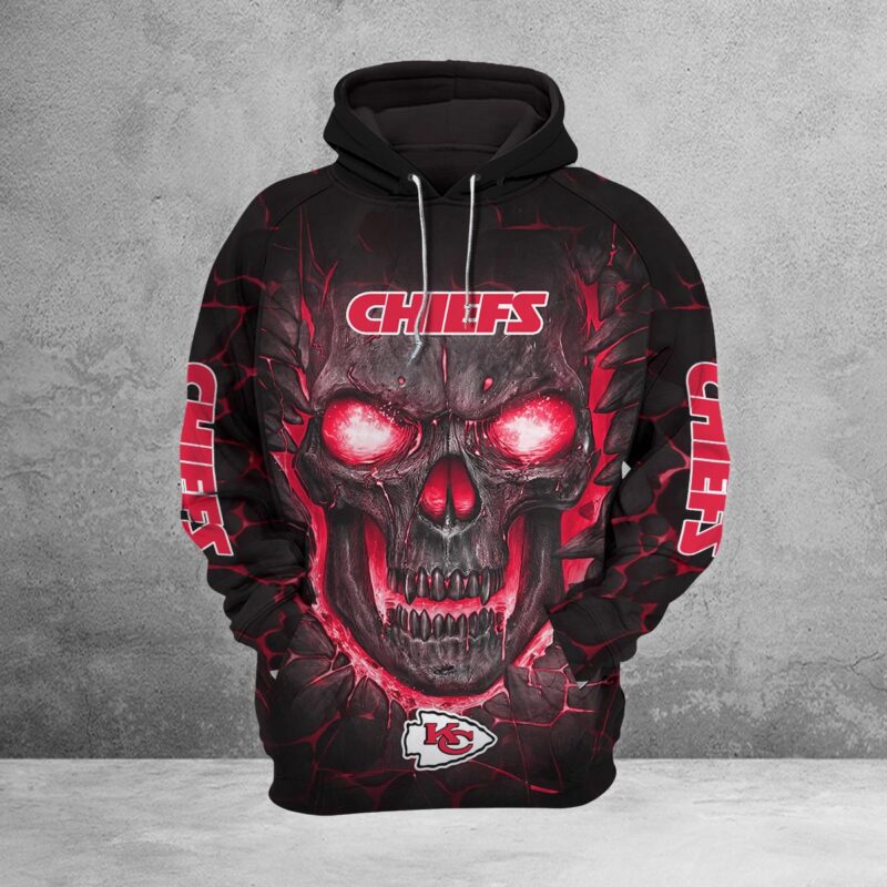 Kansas City Chiefs Lava Skull 3D Hoodie front