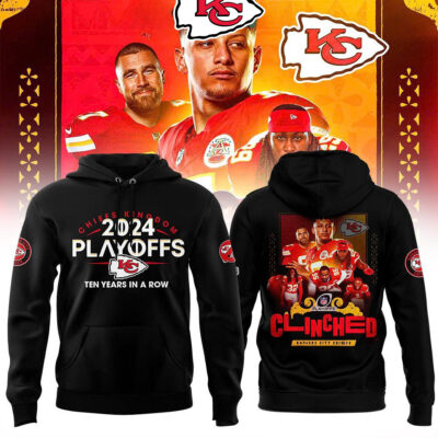 Kansas City Chiefs NFC Playoffs AFC West Clinched 2024 Ten Years Hoodie