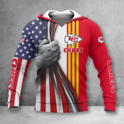 Kansas City Chiefs Patriotic Grip 3D Hoodie front