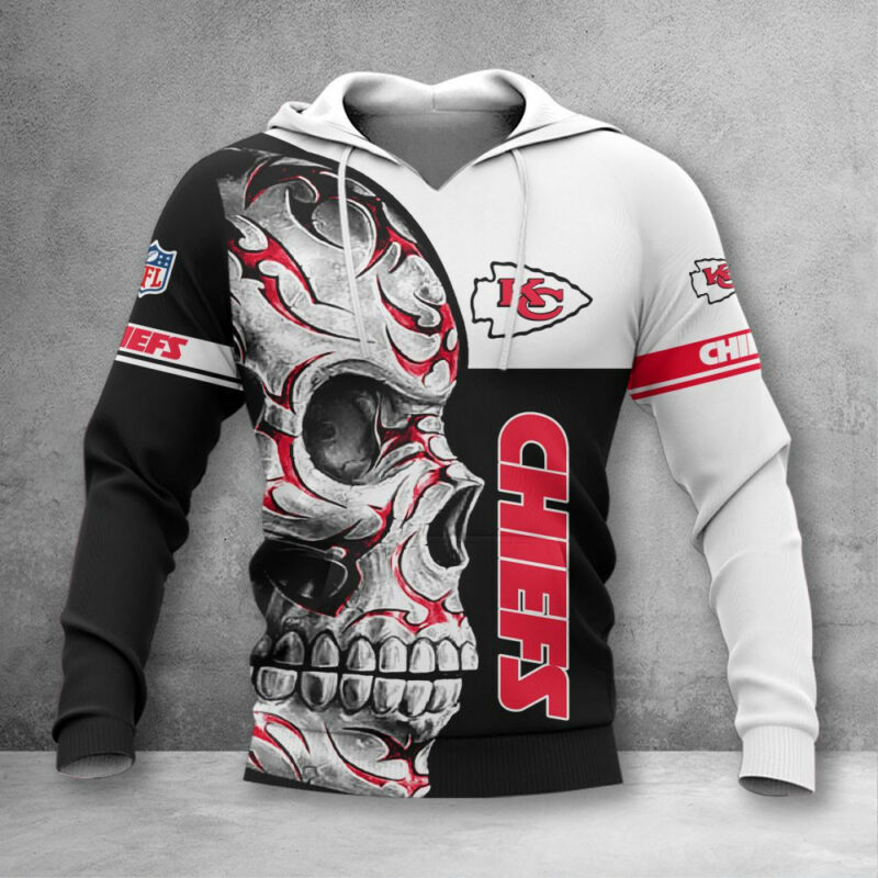 Kansas City Chiefs Skull Flame 3D Hoodie front