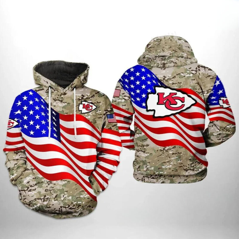 Kansas City Chiefs Us Flag Camo Army Hoodie