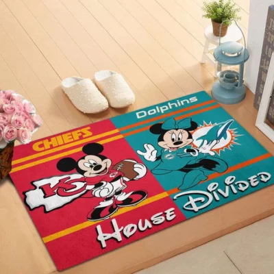 Kansas City Chiefs vs Miami Dolphins Mickey And Minnie Doormat