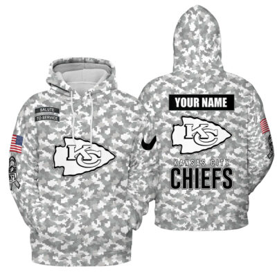 Personalized Kansas City Chiefs Arctic Camo Salute to Service Club Hoodie