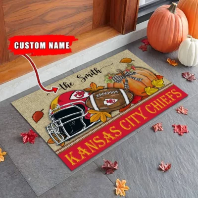 Personalized Kansas City Chiefs Autumn Harvest Doormat