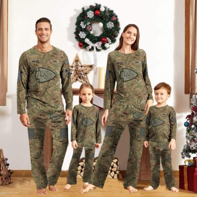 Personalized Kansas City Chiefs Camo Military Pride Pajamas