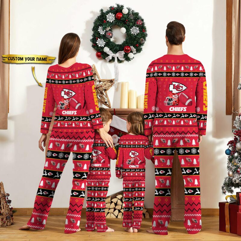 Personalized Kansas City Chiefs Christmas Spirit Pajamas back