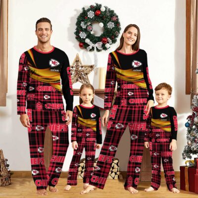 Personalized Kansas City Chiefs Golden Glory Plaid Pajamas