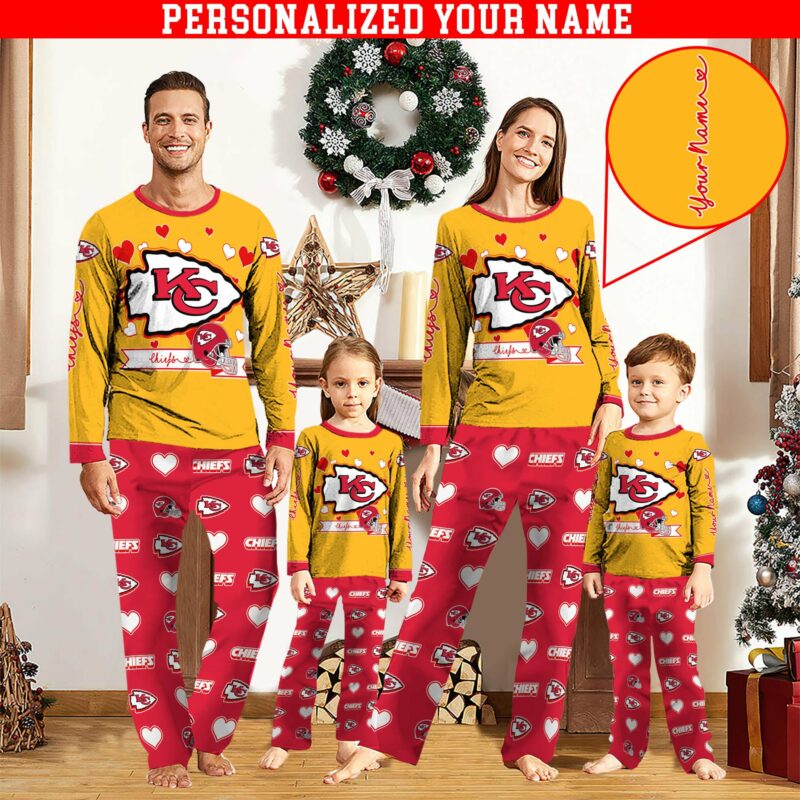 Personalized Kansas City Chiefs Heart of Arrowhead Love Pajamas