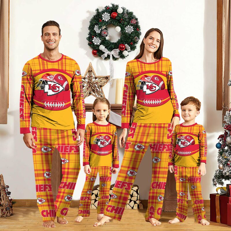 Personalized Kansas City Chiefs Plaid Game Night Pajamas