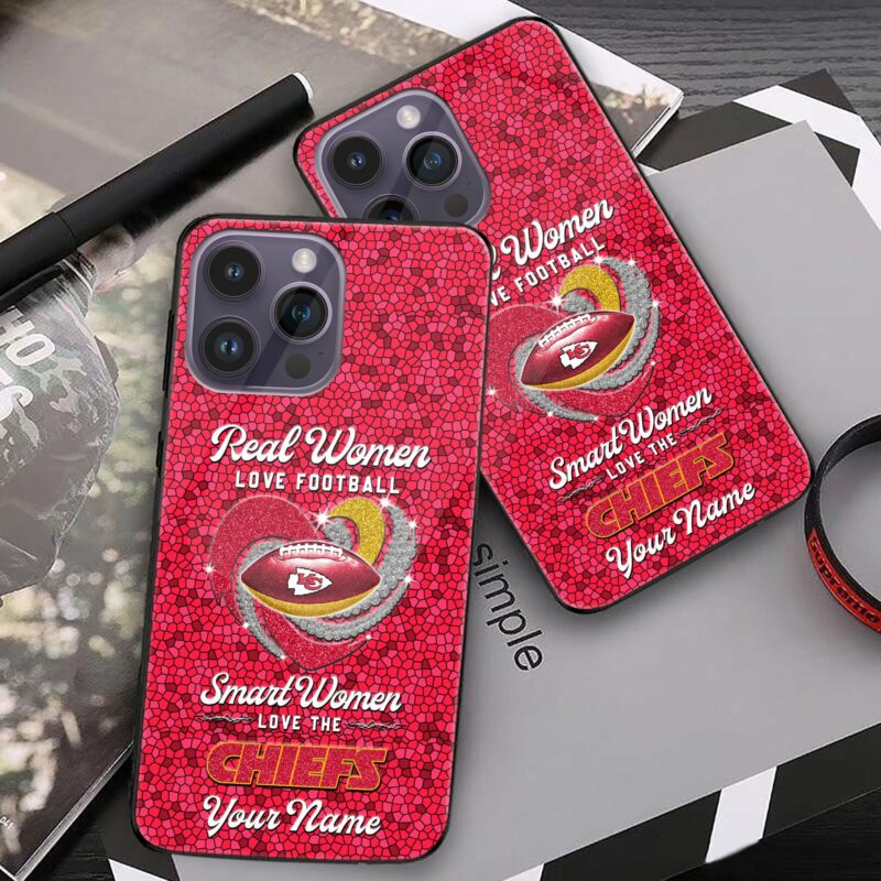 Real Women Love Football Smart Women Love The Chiefs Phone Case Glass photo view 4