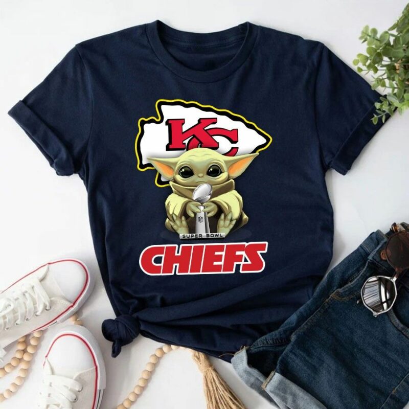 Baby Yoda Kansas City Chiefs Super Bowl Champion 2D T-Shirt navy