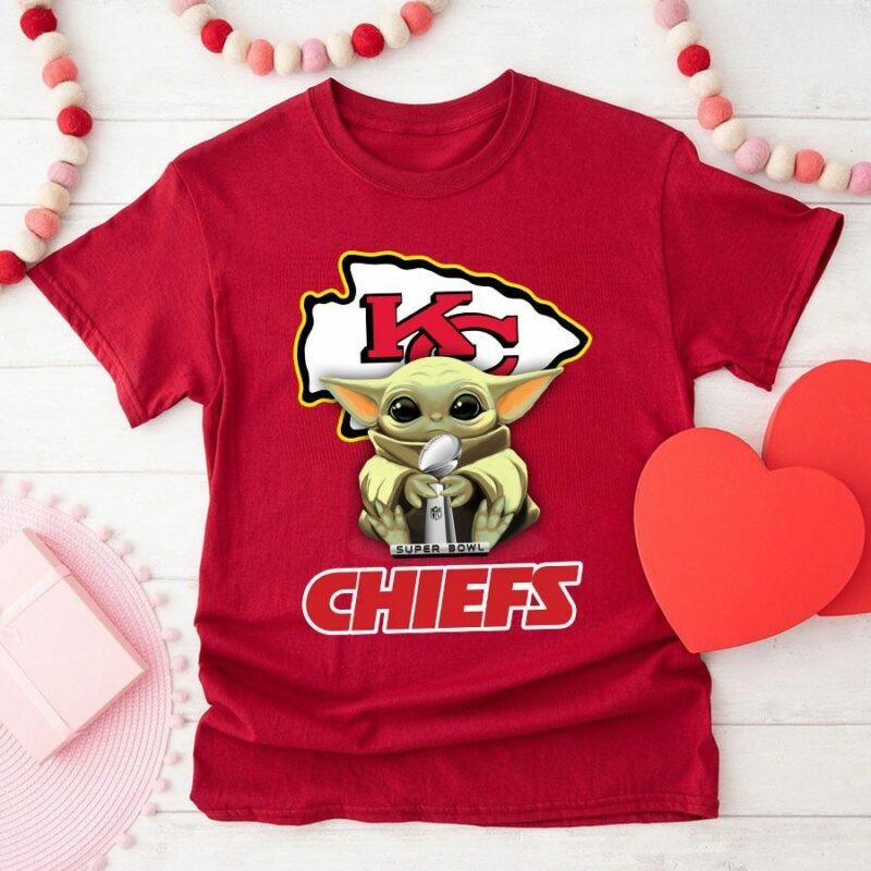 Baby Yoda Kansas City Chiefs Super Bowl Champion 2D T-Shirt red