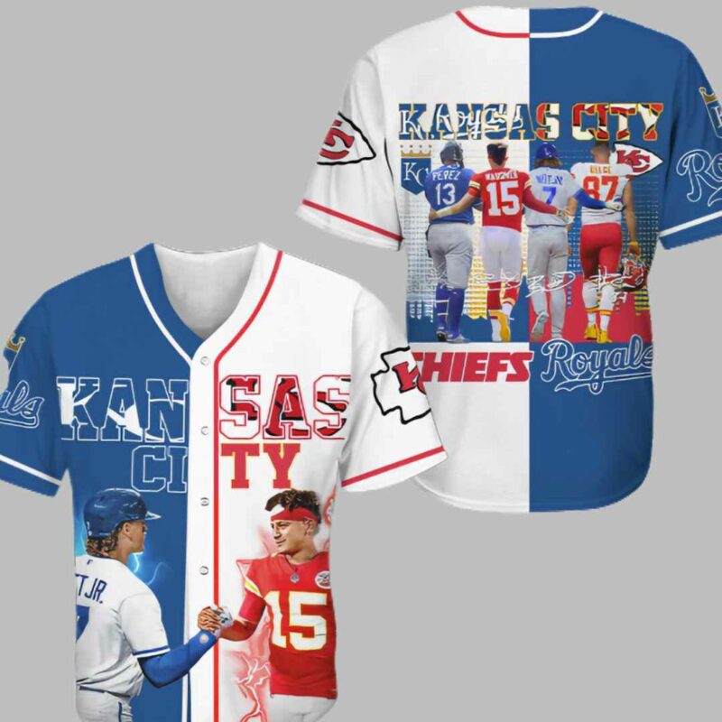 Chiefs and Royals Perez Witt Jr Mahomes Kelce Baseball Jersey