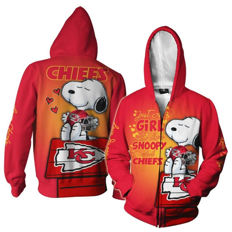 Just A Girl Who Love Snoopy And Chiefs Zip Hoodie