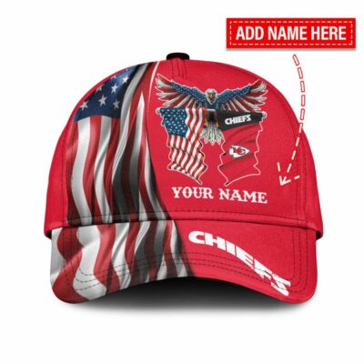 Kansas City Chiefs American Eagle Custom Name Baseball Cap