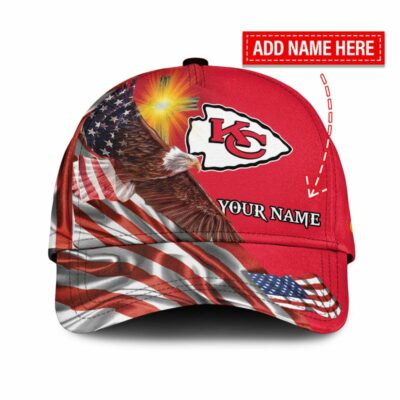 Kansas City Chiefs American Flag Custom Name Baseball Cap