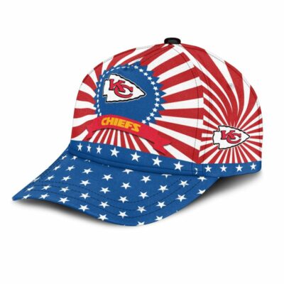 Kansas City Chiefs American Flag Pattern Independence Day Baseball Cap left side