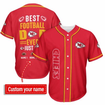 Kansas City Chiefs Best Dad Ever Personalized Baseball Jersey