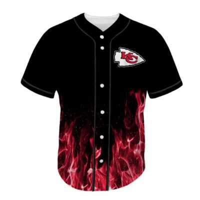 Kansas City Chiefs Flame Pattern Baseball Jersey front