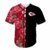 Kansas City Chiefs Flowers Pattern Baseball Jersey front