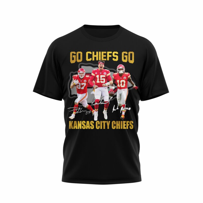 Kansas City Chiefs Go Chiefs Go Unisex 2D T-shirt black