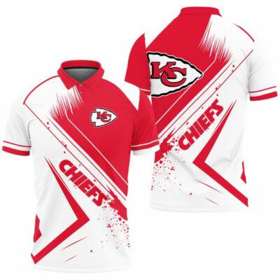 Kansas City Chiefs Splatter Stripe Pattern Polo Shirt