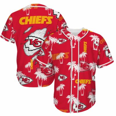 Kansas City Chiefs Tropical Palm Game Day Baseball Jersey