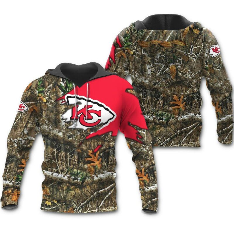 Kansas City Chiefs Woodland Camo Hunting Hoodie