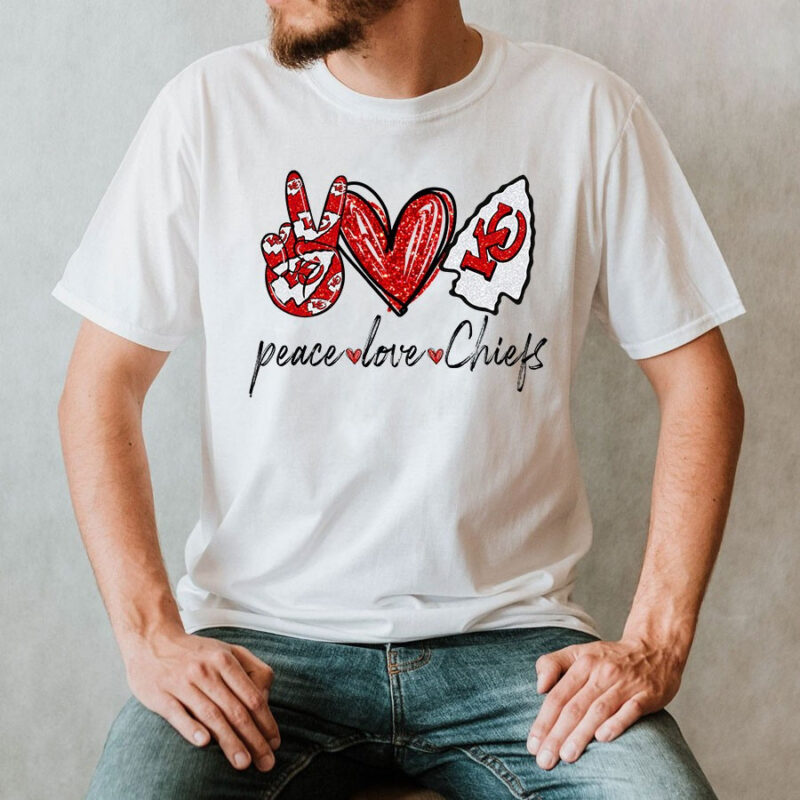 Peace love Kansas City Chiefs Peace Love Chiefs 2D T-Shirt mockup men