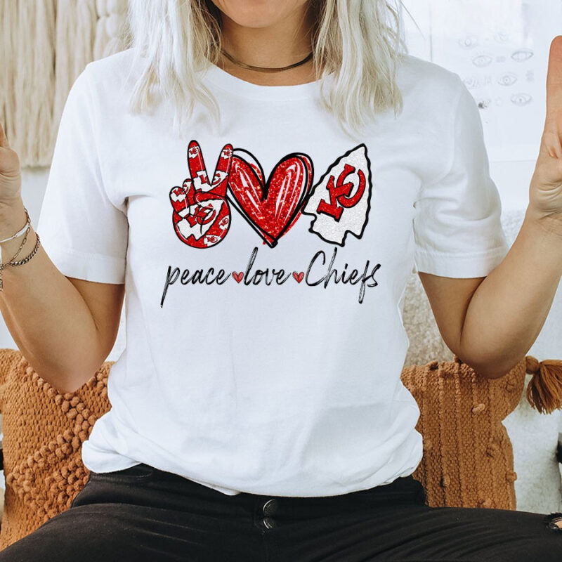 Peace love Kansas City Chiefs Peace Love Chiefs 2D T-Shirt mockup women