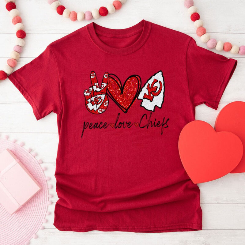 Peace love Kansas City Chiefs Peace Love Chiefs 2D T-Shirt red