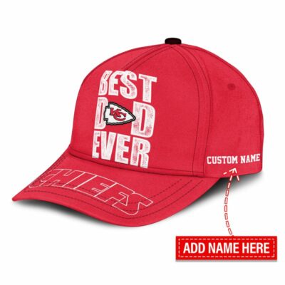 Personalized Kansas City Chiefs Best Dad Ever Baseball Cap left side